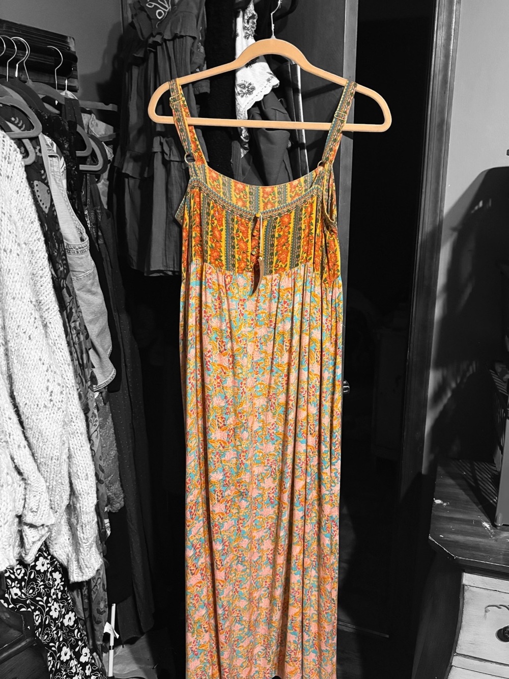 NATURAL LIFE Orange Floral Maxi Sundress with Strappy Back - Picture 2 of 2